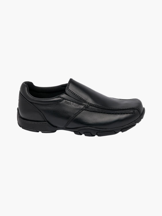 Junior Boy Hush Puppies Leather Slip On School Shoes - Dual Fit