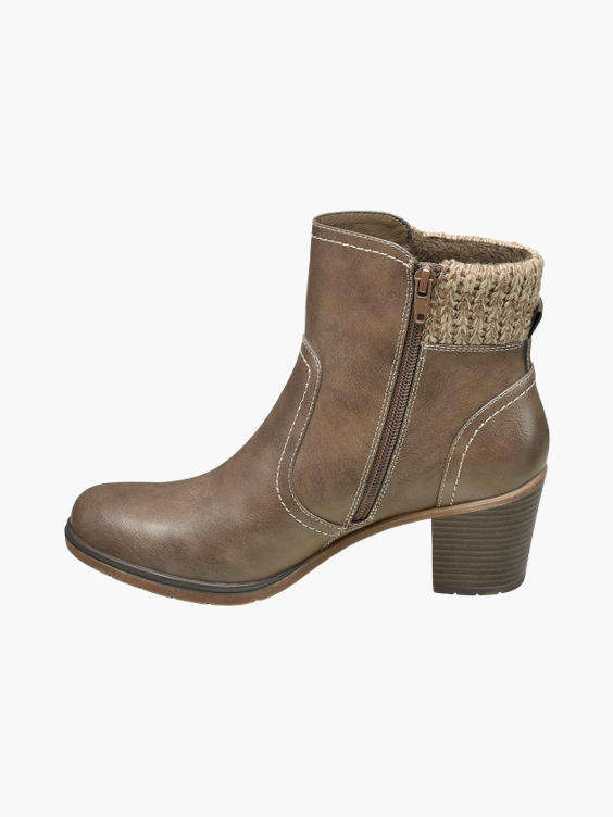 Brown Heeled Comfort Ankle Boots