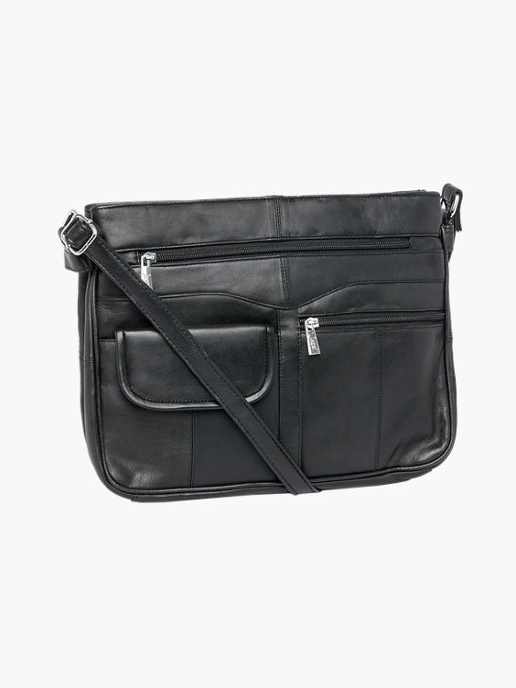 Ladies Black Soft Leather Handbag Across Cross Body Shoulder Bag Quenchy QL189K
