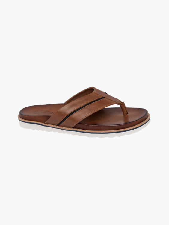 mens tan leather flip flops