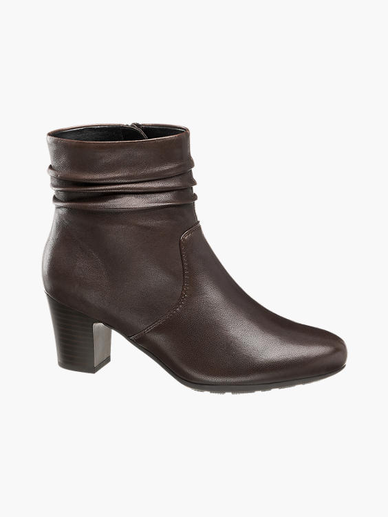 Brown Leather Heeled Ankle Boots