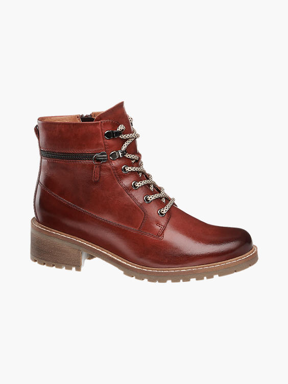Red Leather Lace Up Boots