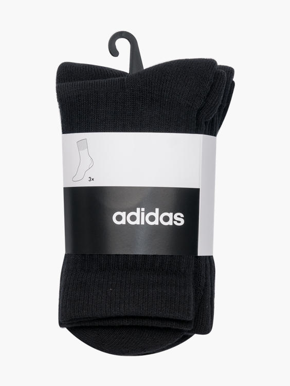 Ladies Adidas 3pk Black Socks 37-39