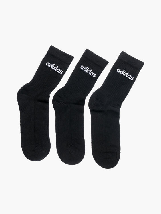 Mens Adidas 3pk Black Socks 43-45