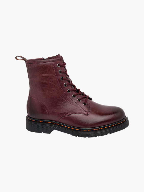 Burgundy Lace Up Ankle Boots