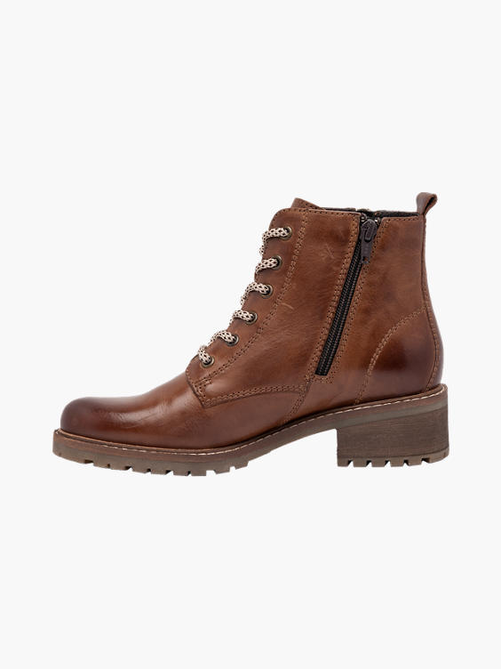 cognac lace up boots