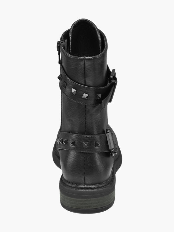 Black Lace Up Chunky Ankle Boots
