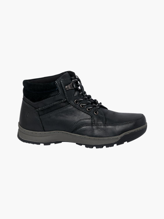 Mens Hush Puppies Grover Black Leather Lace-up Boots