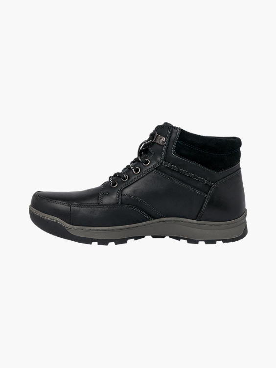 Mens Hush Puppies Grover Black Leather Lace-up Boots