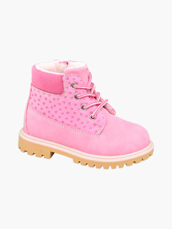 Toddler Girl Heart Print Lace-up Ankle Boots