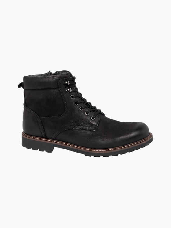 (AM SHOE) Mens Leather Lace Up Boots in Black | DEICHMANN