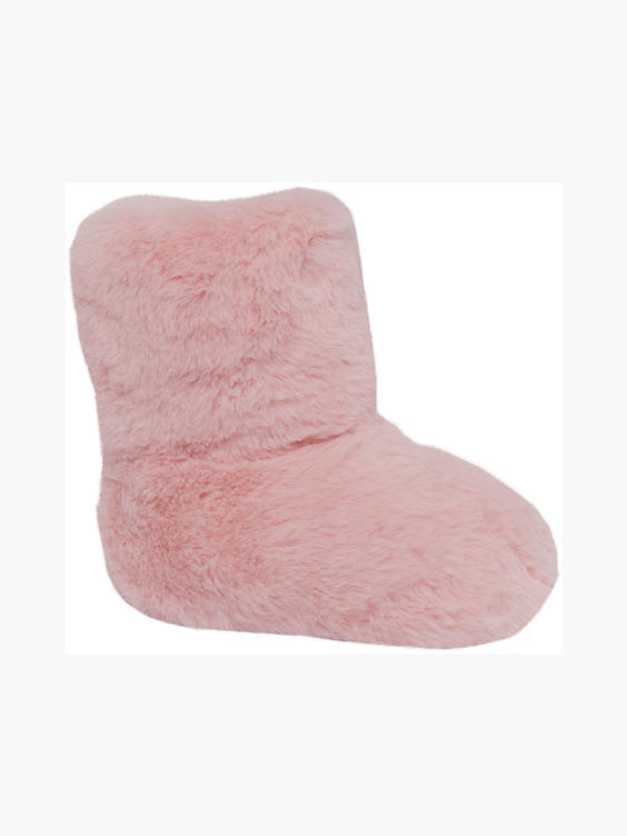 Junior Girls Pink Fluffy Slipper Boots