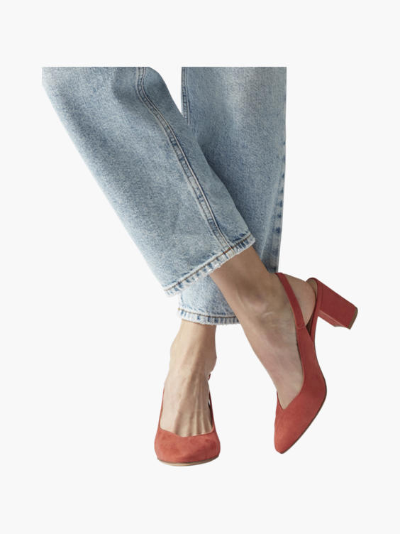 Graceland) Coral Slingback Block Heel 