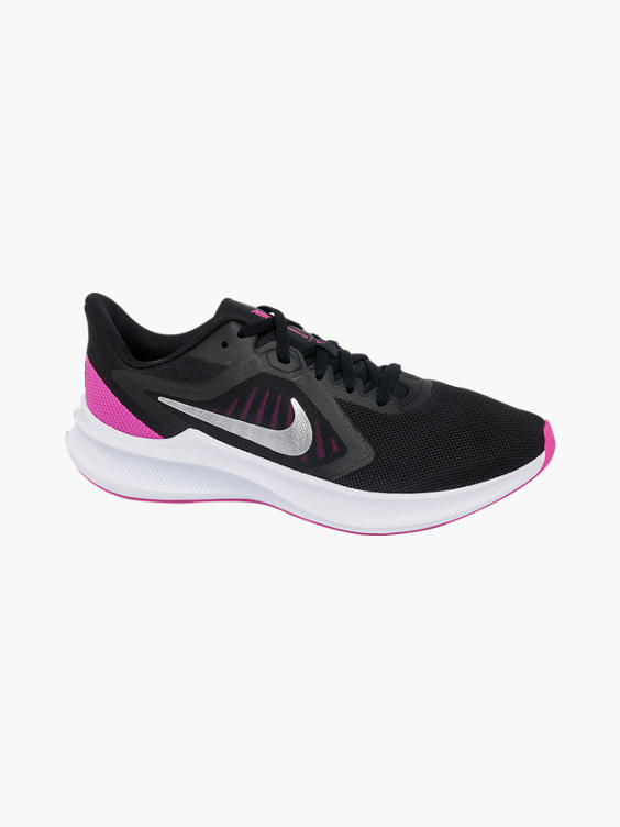 (Nike) Ladies Nike Downshifter Black/ Pink Lace-up Trainers in Pink ...