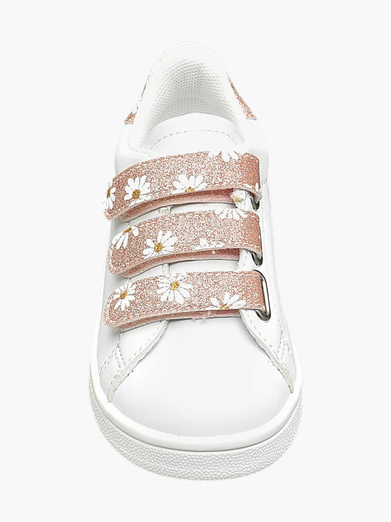 Toddler Girl Daisy Glitter Triple Strap Cupsole Trainers
