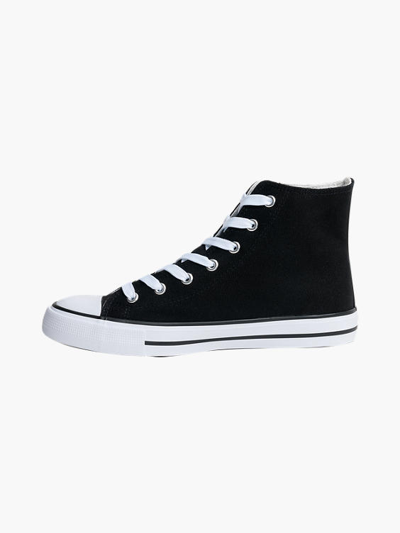 Ladies VTY Black High Top Lace-up Canvas Shoes 