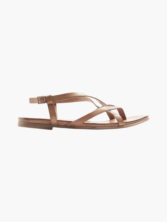 Brown Leather Simple Strapped Sandal