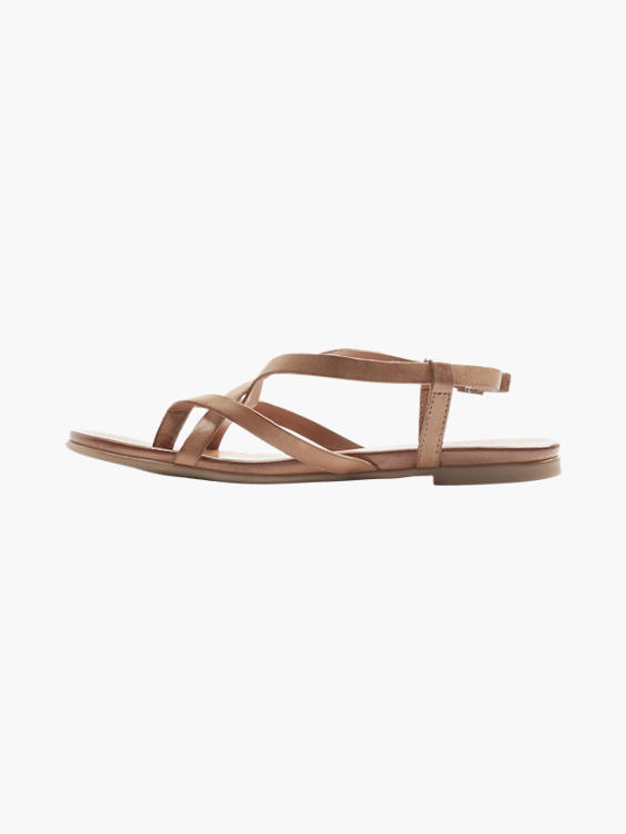 Brown Leather Simple Strapped Sandal