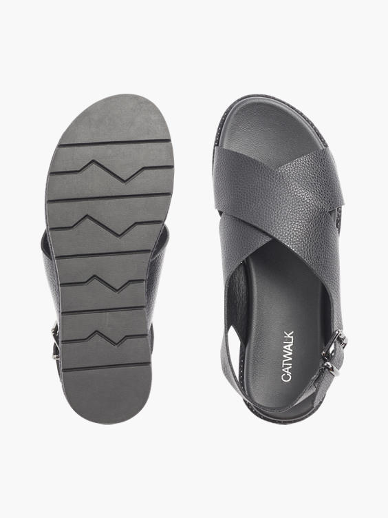 Black Cross Strap Sandals