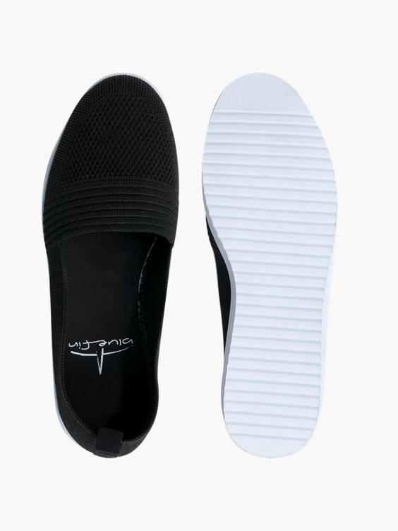 Ladies Blue Fin Black Slip-on Shoes 