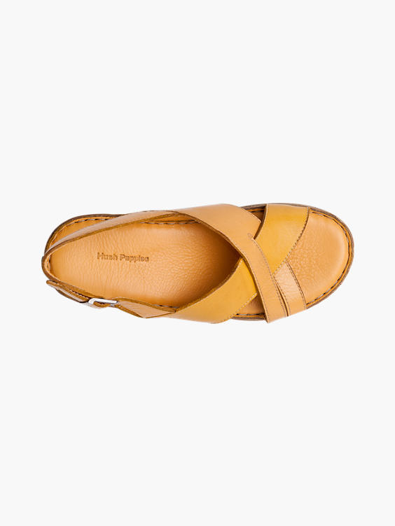 Mustard Leather Cross Over Sandals