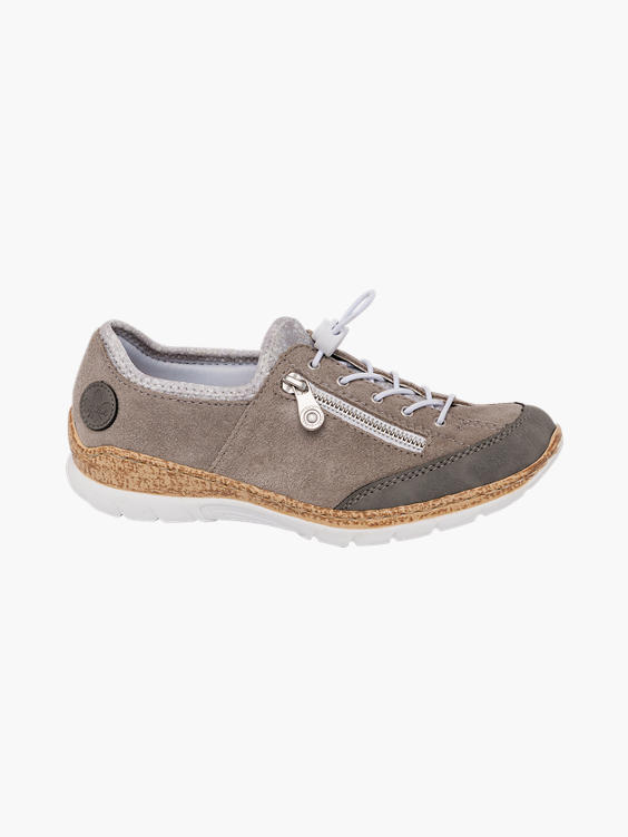 Rieker) Elastic Lace & Zip Casual Shoes in Grey |