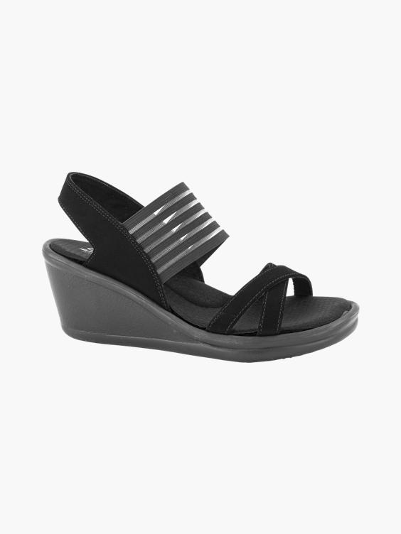 Skechers) Zwarte sandaal sleehakken vegan van Zwart | vanHaren