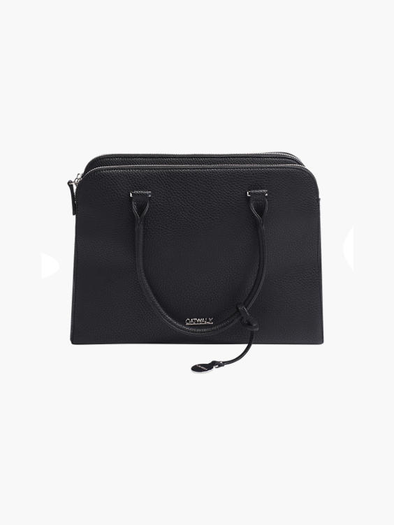 Black Shoulder Bag with Silver Charm 