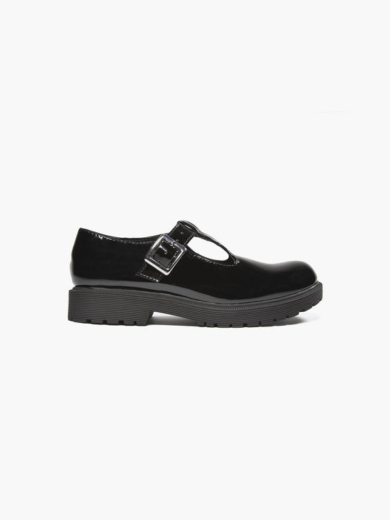 (Graceland) Teen Girl Patent Chunky T-Bar School Shoes in Black | DEICHMANN