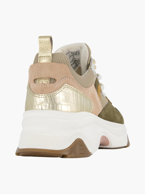Oxmox) Groene leren chunky sneaker van Groen | vanHaren
