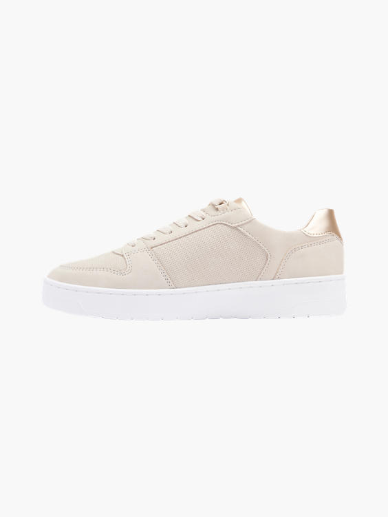 Ladies Beige Trainers with Chunky White Sole