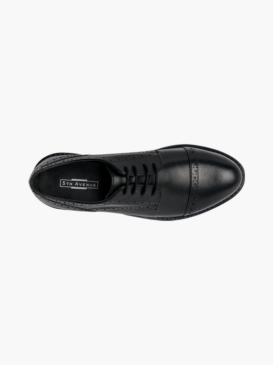 Black Leather Brogue Lace Up Shoes 