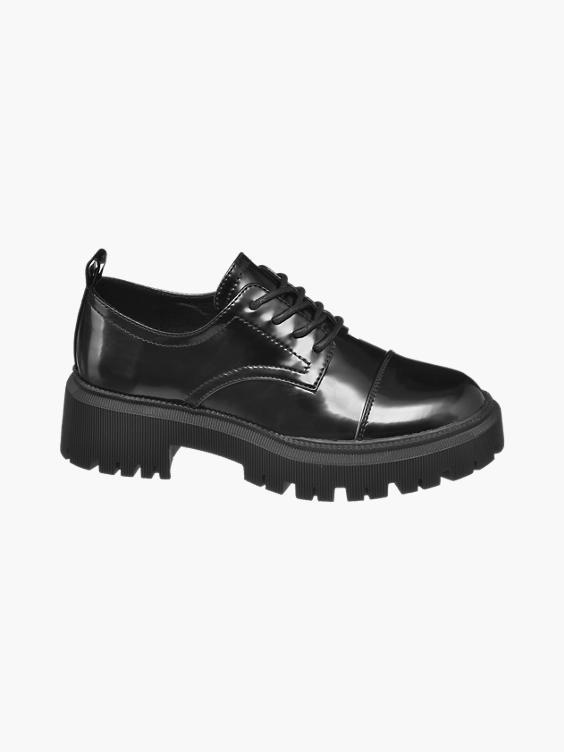(Catwalk) Chunky Black Lace Up Shoes in Black | DEICHMANN