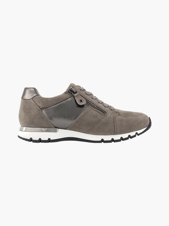 Taupe suède sneaker rits