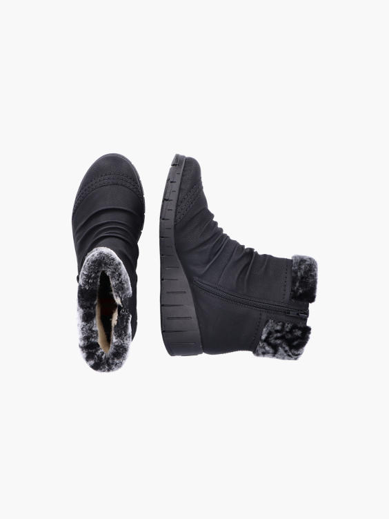 Rieker) Black Wedge Heel Boot in Black 