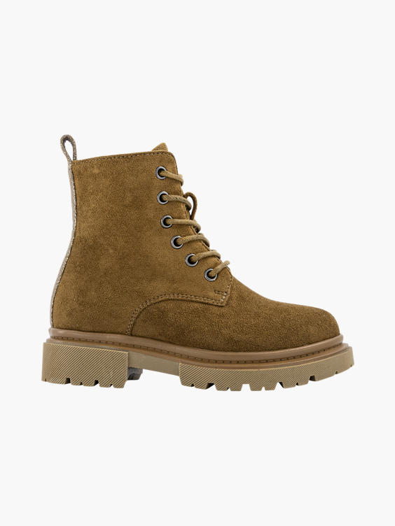 Cognackleurige veterboot met ritssluiting