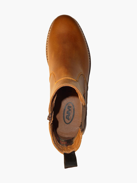 Mens AM Shoe Tan Leather Slip-on Boots 