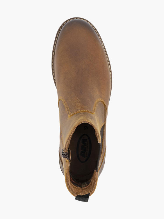 Mens AM Shoe Tan Leather Slip-on Boots 