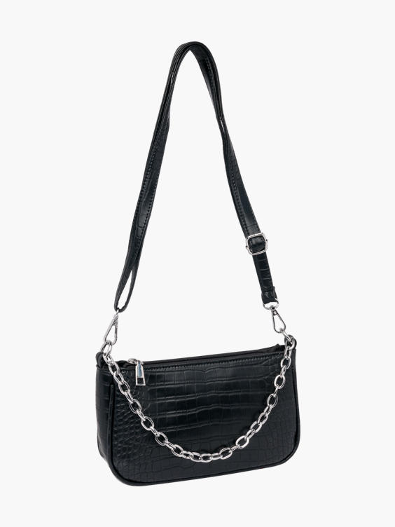 black croc shoulder bag