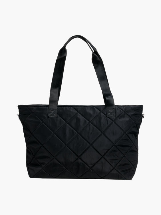 (Deichmann) Black Quilted Nylon Shopper Bag in Black | DEICHMANN