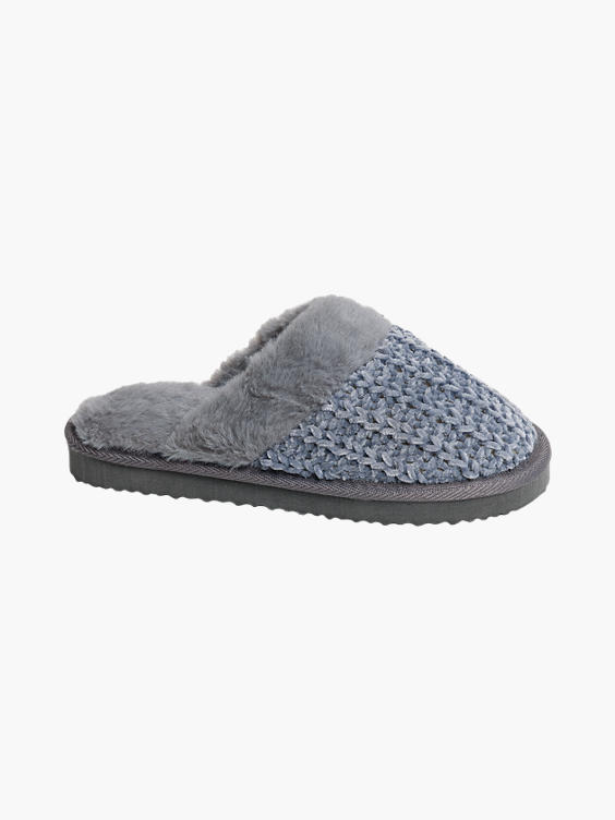 (Deichmann) Ladies Grey Knitted Mule Slippers in Grey | DEICHMANN