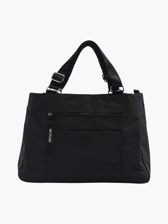 Black Nylon Recycled Shopper Bag
