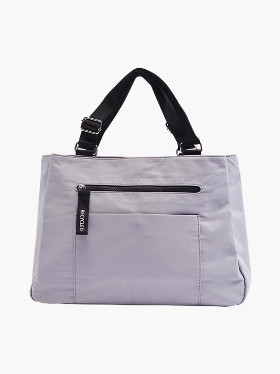 Light Grey Nylon Recycled Shopper Bag