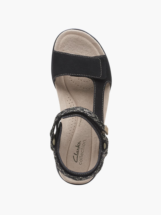 Clarks Black Suede Leather 'Amanda Step' Sport Sandal