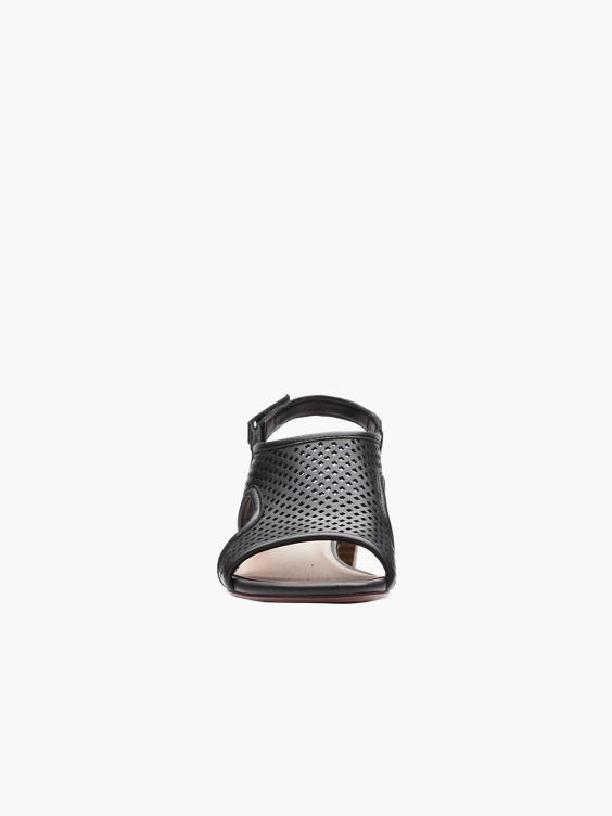 Clarks Black Leather 'Caroleigh Star' Perforated Slingback Sandal