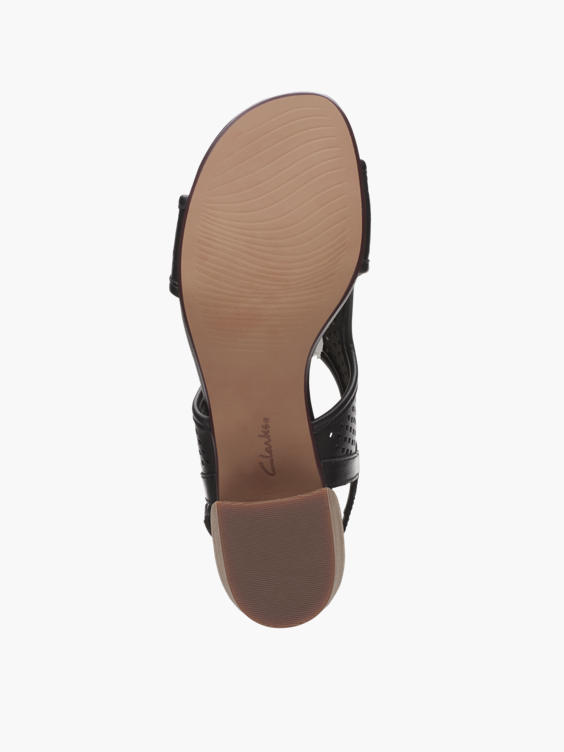 Clarks Black Leather 'Caroleigh Star' Perforated Slingback Sandal
