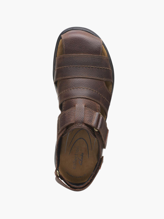 Clarks mens deals brown leather sandals