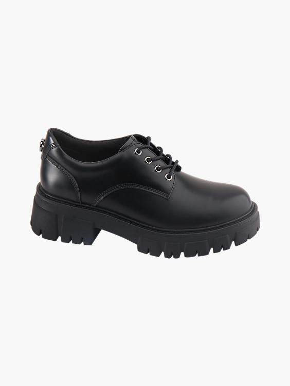 Black Leather Shoes w Chunky Platforms *65 Days Shipping