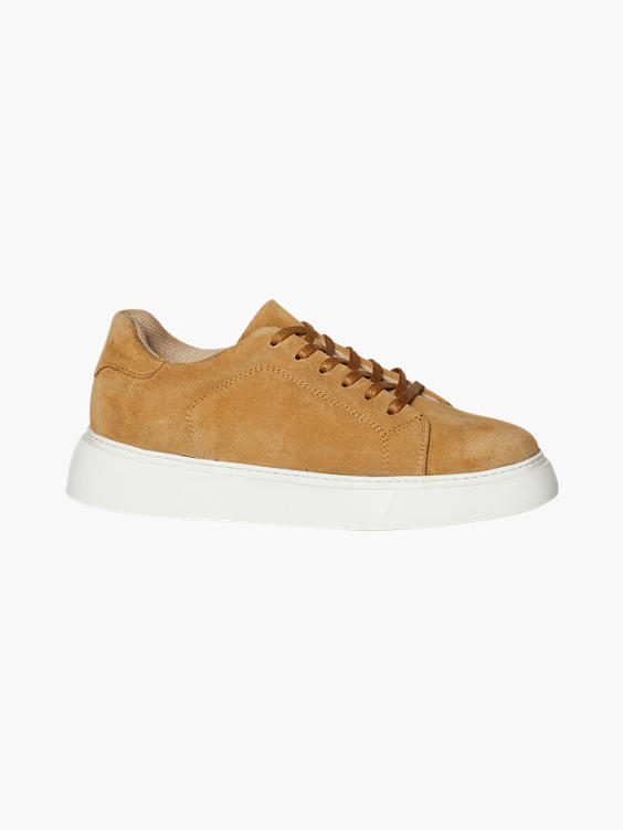 Ladies Leather Lace-up Cupsole Trainers