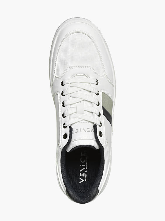 Mens Venice White Lace-up Casual Trainers 